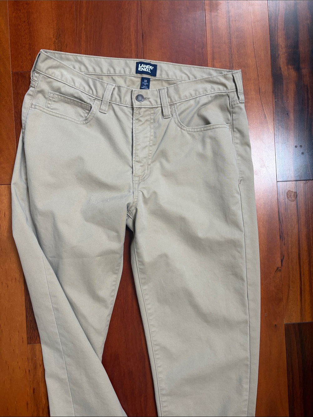 Lands' End Men's Light Tan Straight Leg Chino Pants
